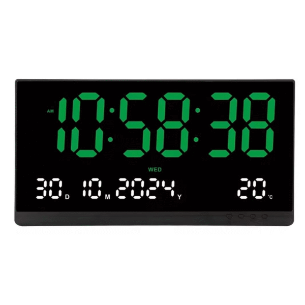 Reloj de Pared Digital Grande de 48x26cm con Led Verde