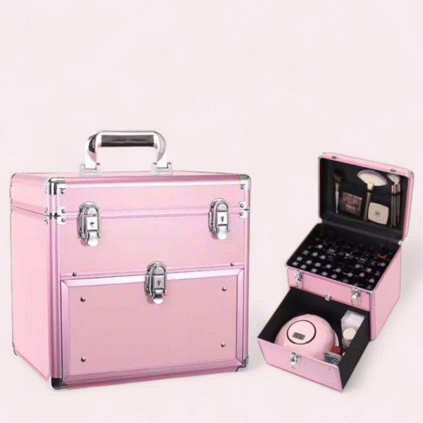 Caja de cosméticos de aluminio Para Uñas De 2 Niveles