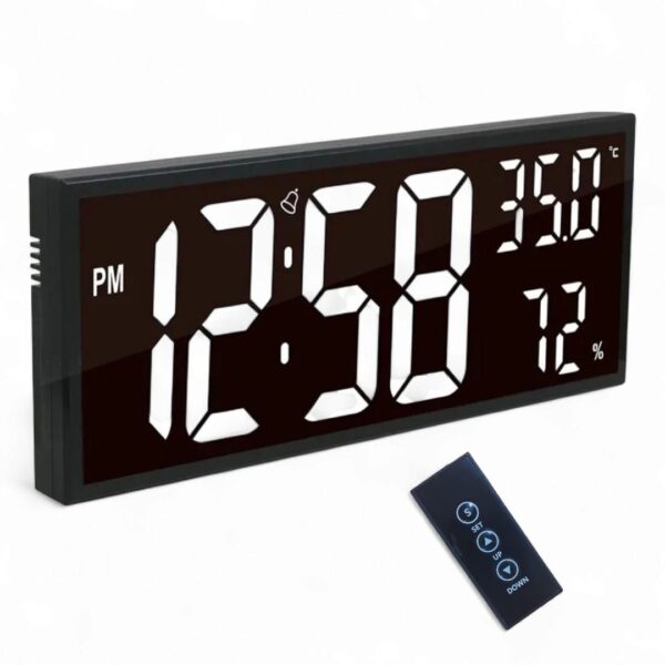 Reloj Digital de pared con Control remoto Humedad y Temperatura