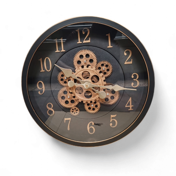 Reloj de Pared Analógico con Engranajes a la Vista Elegancia Industrial