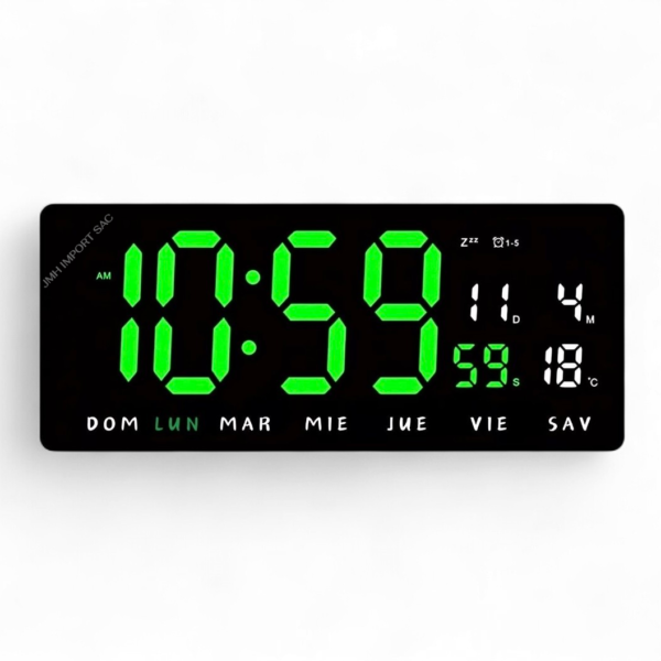 Reloj Digital de Pared LED 36x16cm - Hora, Fecha y Temperatura