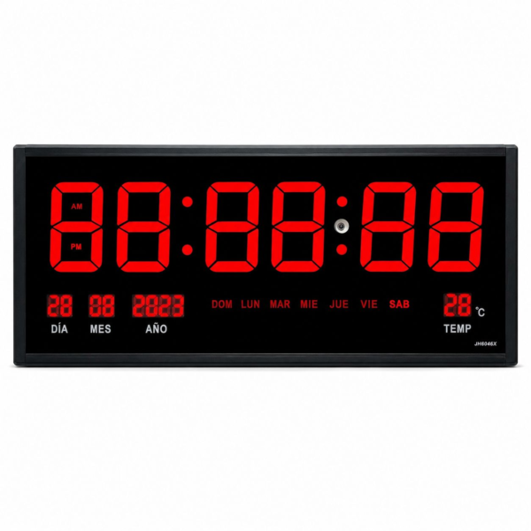 Reloj Digital LED de Pared Grande 60x26 cm con Fecha, Temperatura y Formato 12-24 Horas