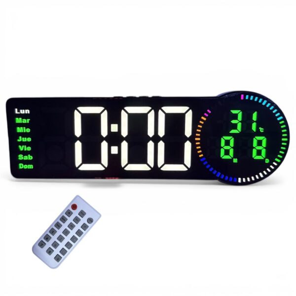 Reloj Digital LED de Pared 43 cm con Control Remoto