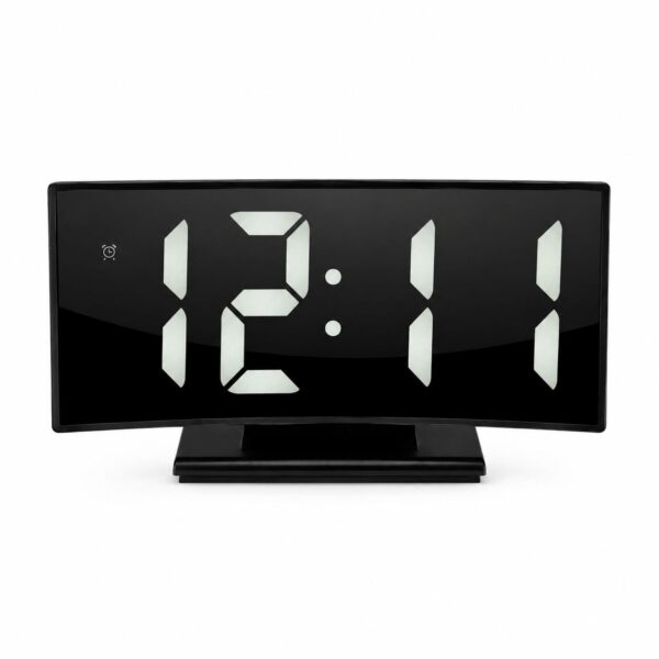 Reloj Digital LED Curvo de Mesa con Alarma, Pantalla Grande y Control de Brillo