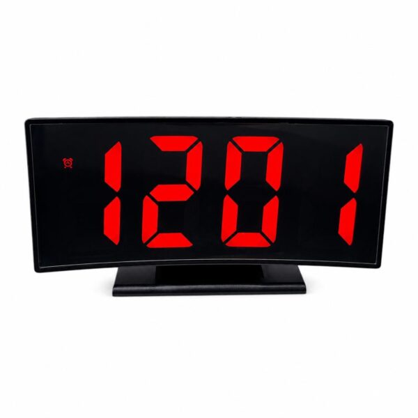 Reloj Digital LED Curvo de Mesa con Alarma, Pantalla Grande y Control de Brillo