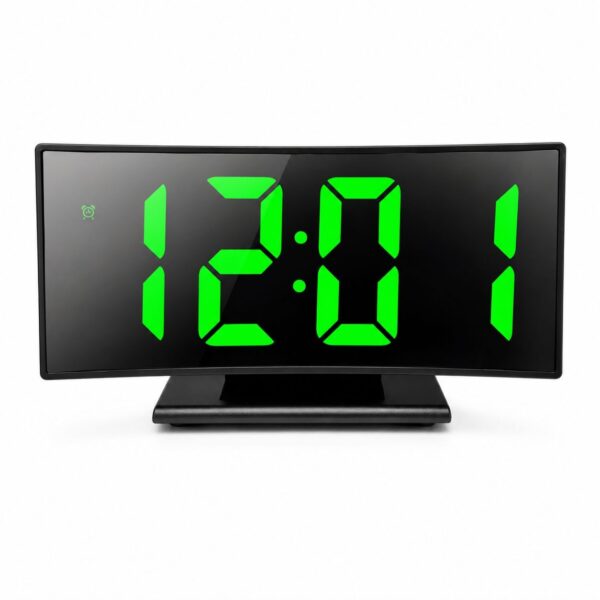 Reloj Digital LED Curvo de Mesa con Alarma, Pantalla Grande y Control de Brillo