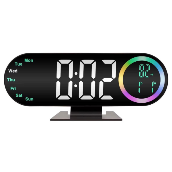 Reloj Digital LED RGB Multifunción con Temperatura, Calendario, Alarma y Pantalla de Colores