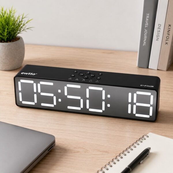 Reloj Despertador Bluetooth LED con Parlante Dual 30 cm