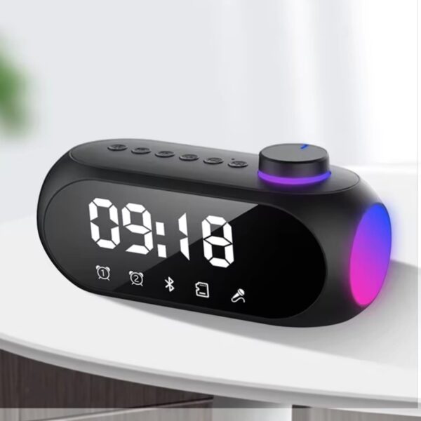 Reloj Despertador Digital Bluetooth S18 con Parlante, Radio FM y Luz RGB